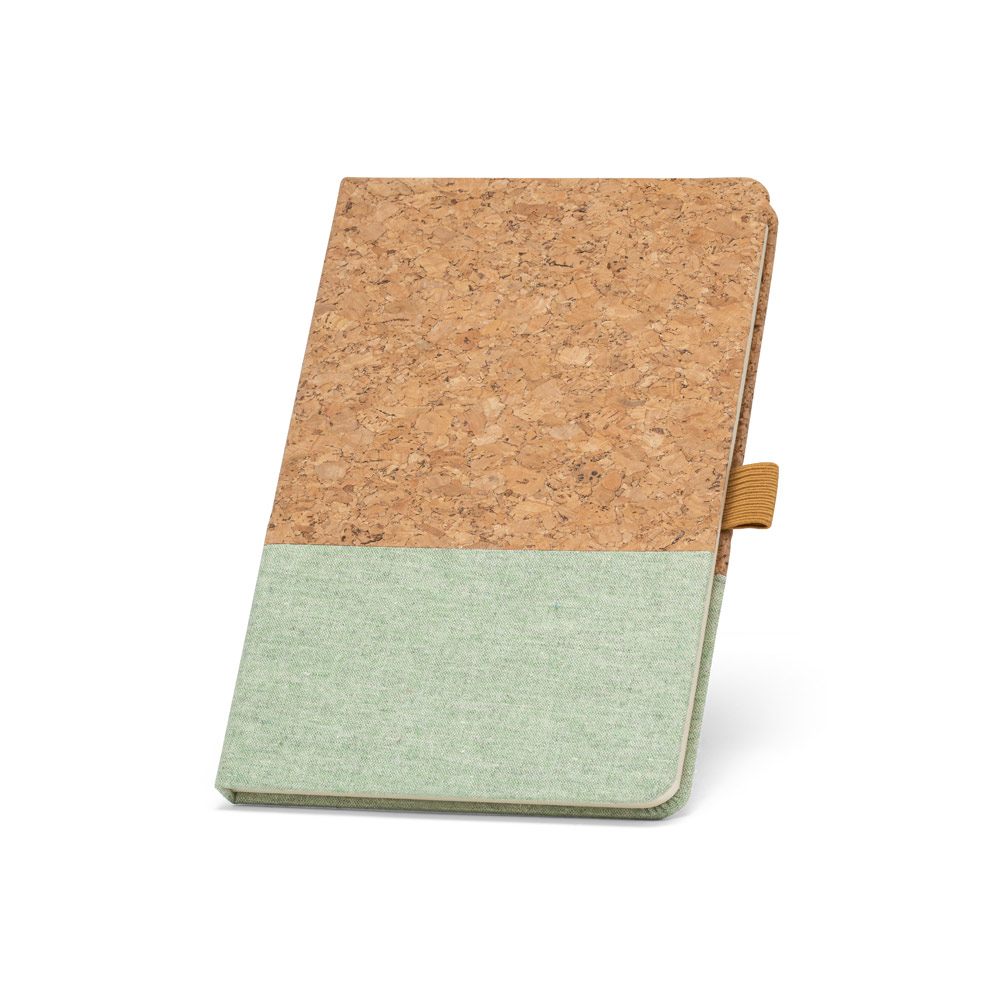 Carnet A5 en liège et lin personnalisable KLEE Vert Clair